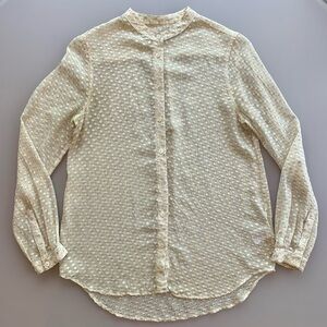 Equipment | Sheer Metallic Dot Button Up in Gold & Cream | Small